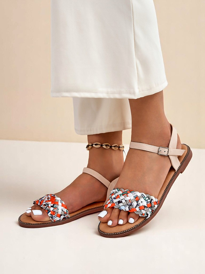 Royalfashion Sandales plates pour femmes ColorStrap