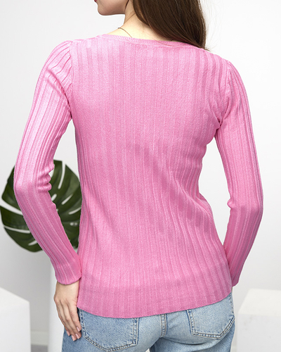 Pull côtelé rose femme - Vêtements