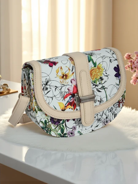 Royalfashion Petit sac à main pour femme en cuir écologique à fleurs Ori Elle