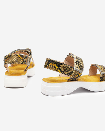 OUTLET Sandales plates pour femmes avec gaufrage a'la peau de serpent Koqi- Footwear