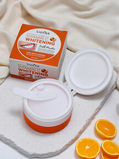 Poudre blanchissante pour dents Sadoer éliminant les taches de café, de thé et de tabac avec Vit C