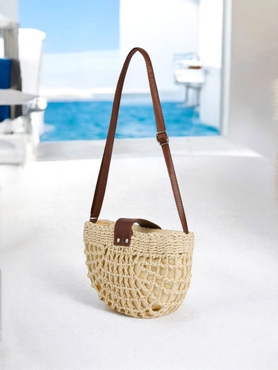 Royalfashion Petit sac à main en paille pour femme Boho Mini