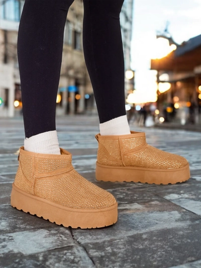 Royalfashion Bottes de neige pour femmes beige à la mode UGGs Corob