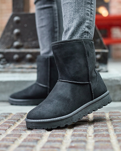 Bottes de neige isolées en daim écologique pour femmes en noir Xetik - Footwear