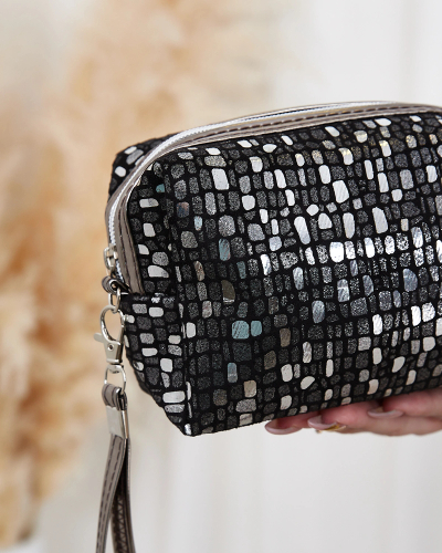 Royalfashion Trousse à cosmétiques pour femmes à motif brillant en noir