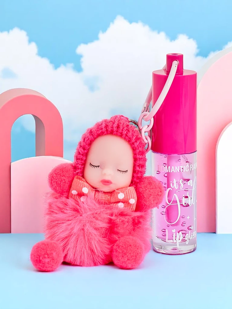 Gloss à lèvres pour enfants avec une poupée Fuchsia