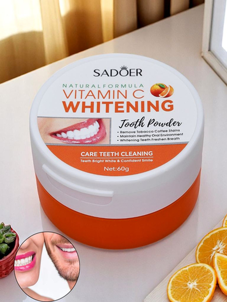 Poudre blanchissante pour dents Sadoer éliminant les taches de café, de thé et de tabac avec Vit C