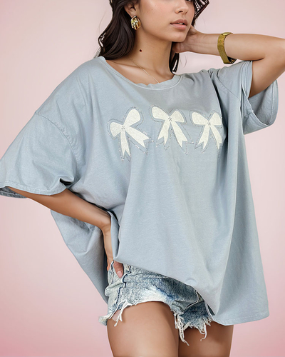 Royalfashion T-shirt pour femmes avec patch nœud