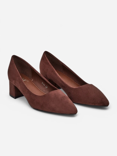 Aurelia Classico – Escarpins pour femmes marron en daim à talon bloc de 4,5 cm