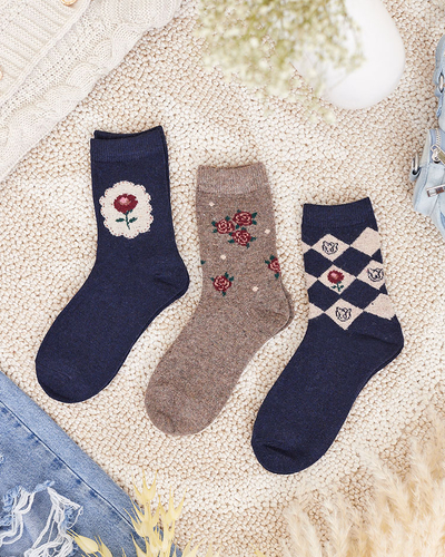 Royalfashion Lot de chaussettes imprimées pour femmes 3/pack