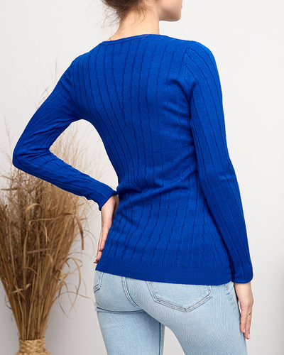 Pull col rond cobalt pour femme - Vêtements