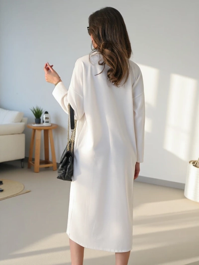 Robe mi-longue oversized en tissu pour femme Royalfashion avec une fleur