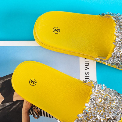 Pantoufles pour femmes jaunes avec zircone cubique Onesti - Chaussures