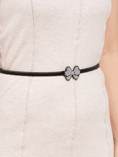 Ceinture noire pour femme Melina avec nœud en métal style latino glam