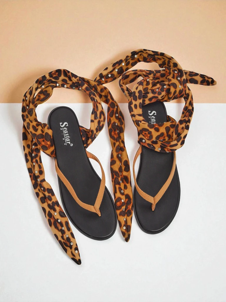 Royalfashion Tongs pour femme avec bride décorative Safari Sweet