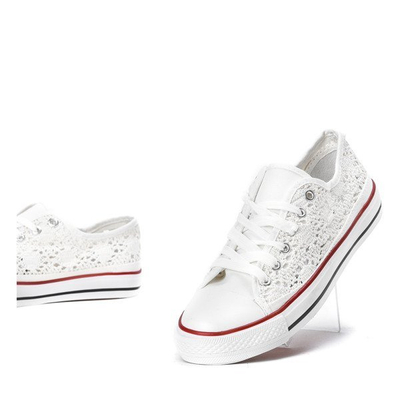 OUTLET Baskets blanches avec bordure en dentelle Envine - Footwear
