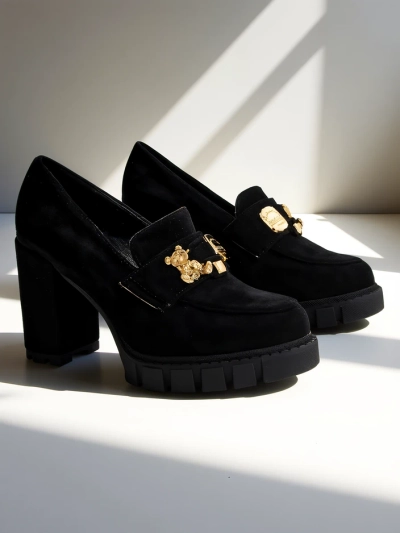 Katherine Elegante Escarpins Noirs en Daim