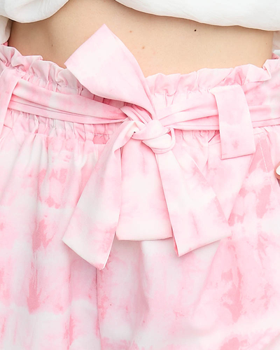 Short rose en tissu pour femme avec imprimé - Vêtements