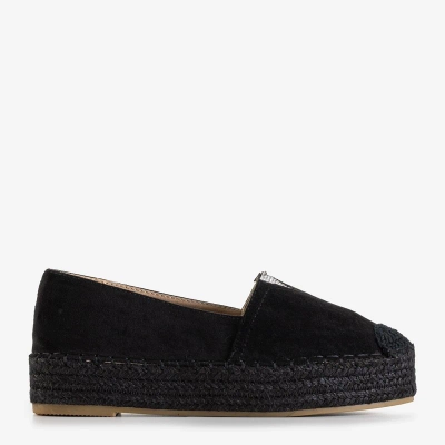 OUTLET Espadrilles noires pour femmes sur la plate-forme avec zircone cubique Asira - Chaussures