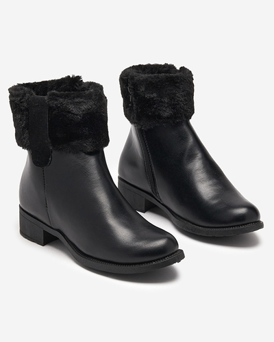 Bottes noires pour femmes avec fourrure Sabola- Footwear