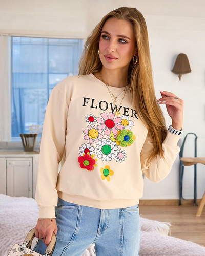 Royalfashion Sweat-shirt en coton à imprimé fin pour femme