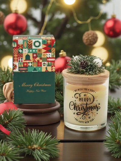 Bougie parfumée de Noël Joyeux Noël Bonne Année