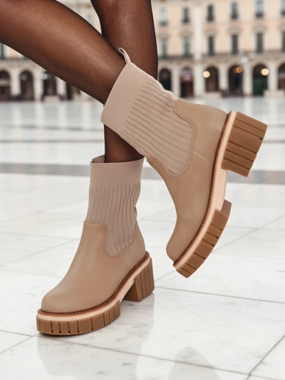 Bottines pour femmes à talon bloc en cuir écologique Ivy Storm