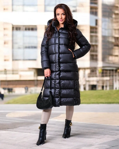 Royalfashion Veste d'hiver noire pour femme