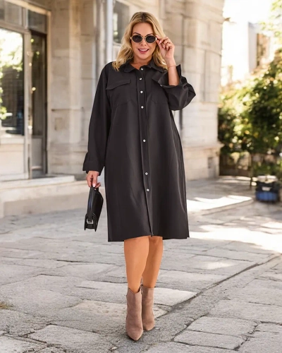 Robe en tissu pour femmes Royalfashion avec des boutons GRANDE TAILLE