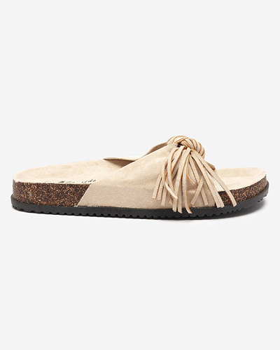 Chaussons femme avec pompons beiges Guttis - Footwear