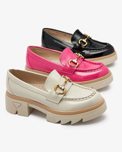 Mocassins noirs laqués pour femme avec cristaux Inriw - Footwear