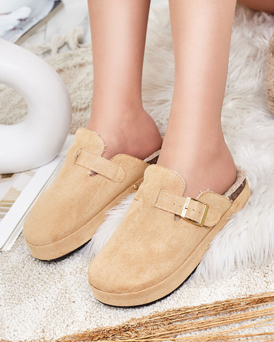 Royalfashion Pantoufles pour femmes avec peau de mouton et boucle Kajis