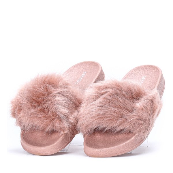 Tongs rose foncé avec fourrure Millie - Chaussures