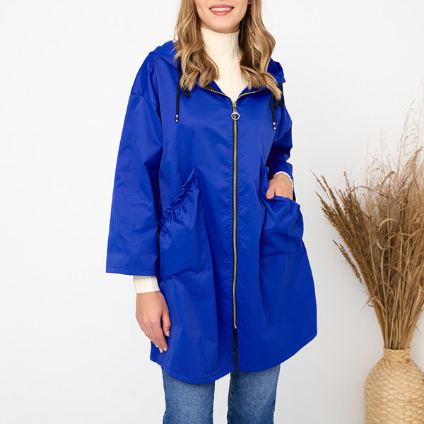 Veste manteau femme bleu marine avec capuche - Vêtements