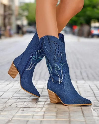 Bottes de cowboy à talons hauts pour femmes Royalfashion Komoti