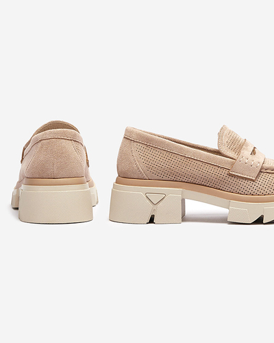 Mocassins ajourés pour femmes, marron clair, sur une semelle solide Ejina - Footwear