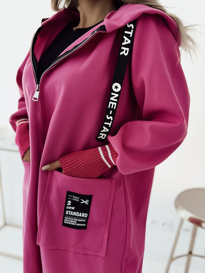 Royalfashion Manteau femme longueur genou veste en fuchsia