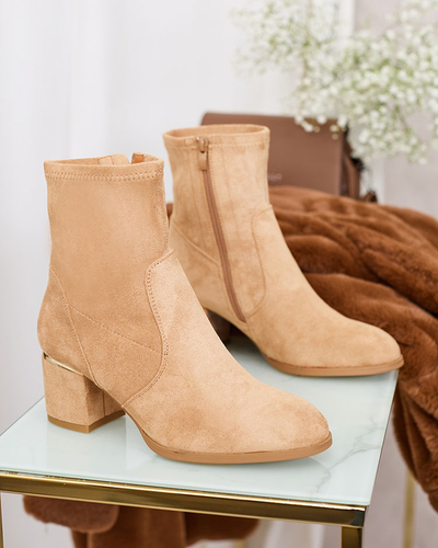 Royalfashion Bottes basses à talon aiguille pour femmes marron clair Rejerra