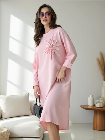 Robe midi femme Royalfashion en tissu surdimensionné avec fleur