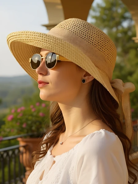 Royalfashion Chapeau de paille femme Grace Ruban