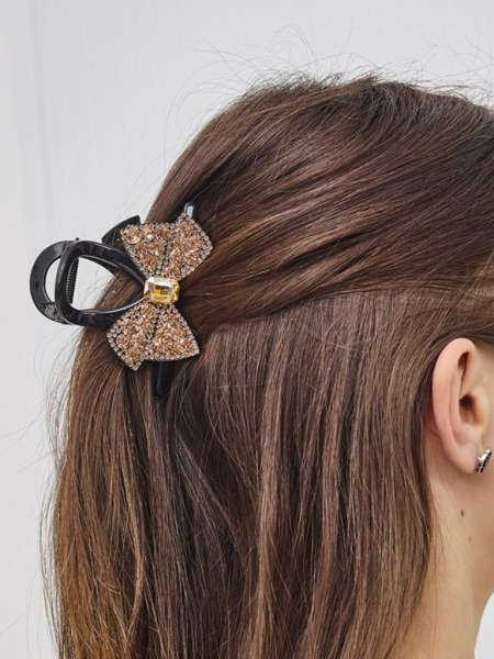 Royalfashion Barrette avec nœud Zirconia