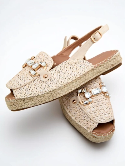 Royalfashion Espadrilles pour femmes à bout ouvert