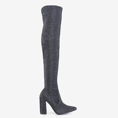 Bottes brillantes pour femmes en graphite sur le poteau de Goslaw - Chaussures