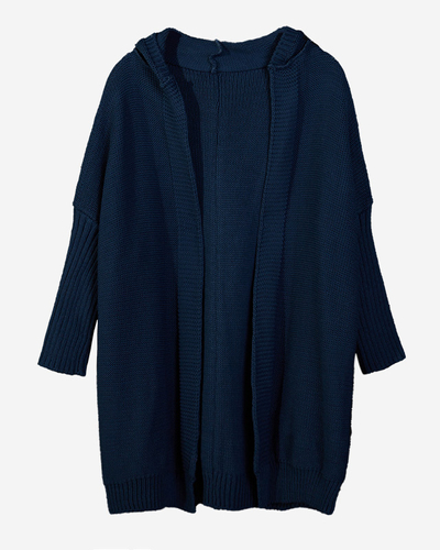 Long cardigan bleu marine pour femme avec capuche - Vêtements