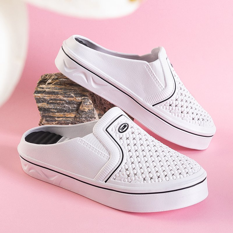 Pantoufles de piscine en caoutchouc blanc Sunsino pour femmes - Chaussures