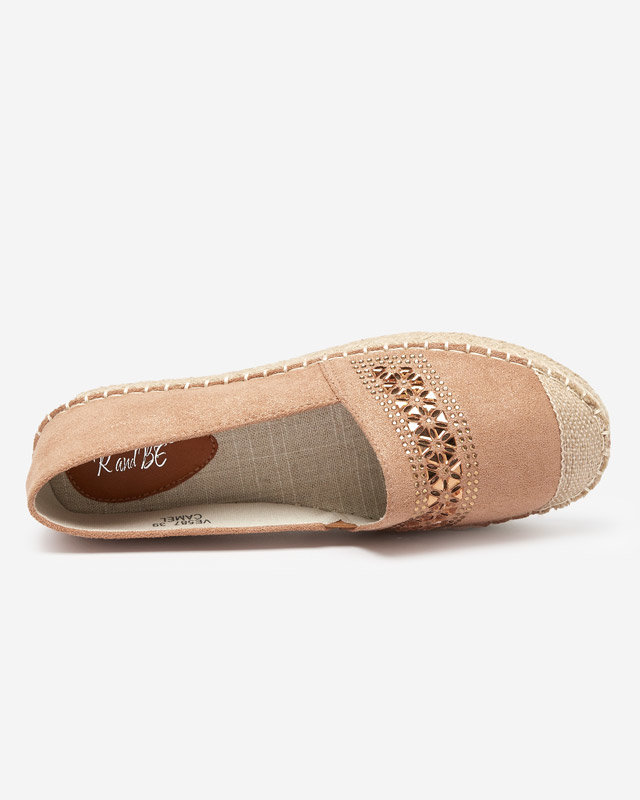 OUTLET Espadrilles femme marron avec zircons cubiques Rosindal - Souliers