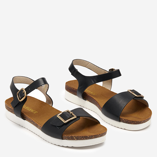 OUTLET Sandales plates noires pour femme Astreas - Footwear