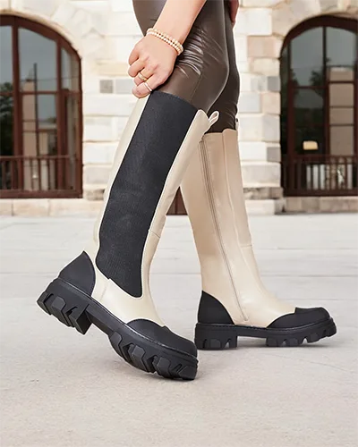 Royalfashion Bottes mi-mollet pour femme beige Blyss