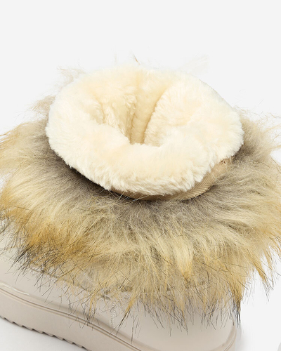 Royalfashion Chaussures à enfiler a'la snow boots avec fourrure pour enfants en beige Asika