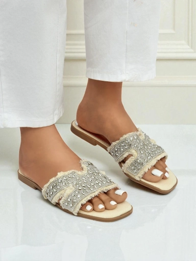 Royalfashion Sandales pour femmes avec strass CrystalEase